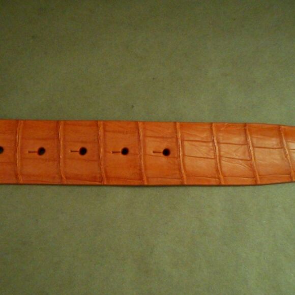 NWT KROCOA 100% Mandarin/Orange Crocodile Belt Silver Oval Buckle Size 32 - Picture 5 of 14